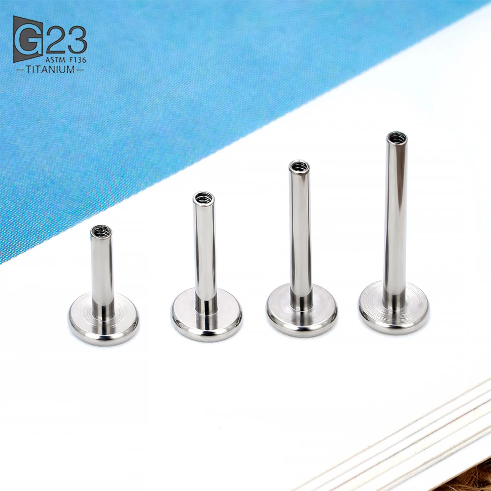 10PCS G23 Titanium Labret 16G 18G 4/14mm Rod Internal Thread Plug Septum Ear Lips Nose Piercing Tragus Body Jewelry Accessories