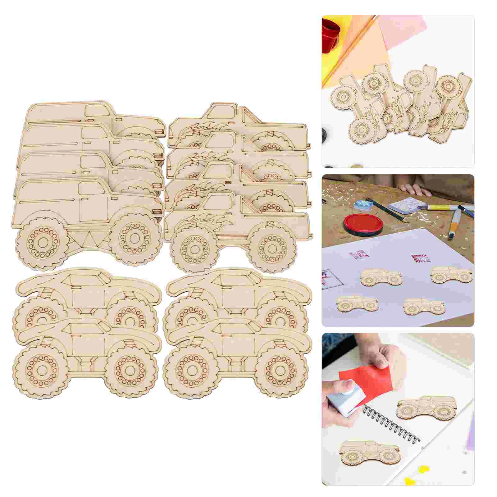 12 Pcs Organizer Wooden Car Ornaments Double Sided Adhesive Tape Velvet Hangers Chips