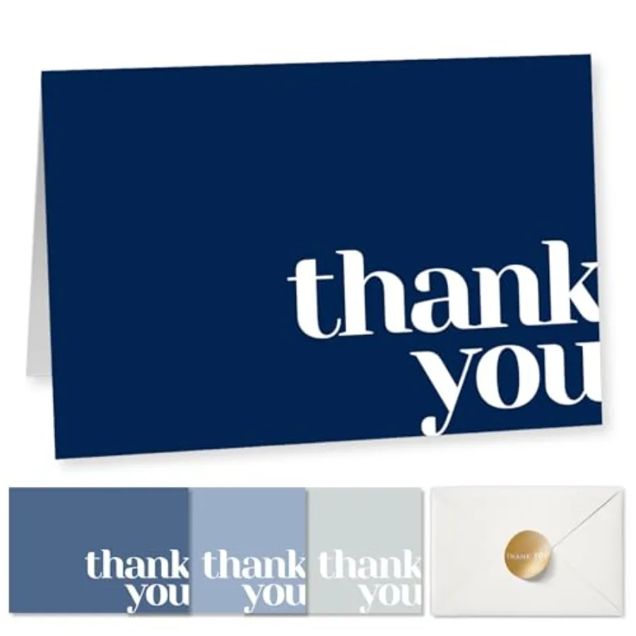 

Thank You Cards Bulk Pack of 40 5x3.5 Inch with Matching Stickers and Envelopes Minimalistic Design Suitable for Business Baby