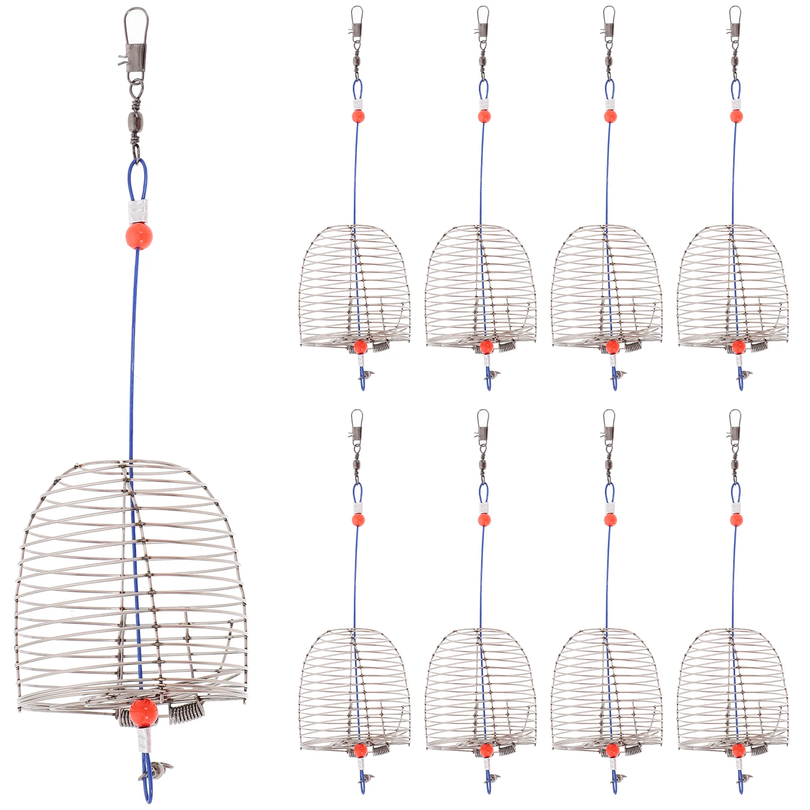 

10 pcs Fishing Bait Cage Metal Hamper Carp Hooks Silver Stainless Steel Basket Lure Durable Corrosion Resistant Lightweight