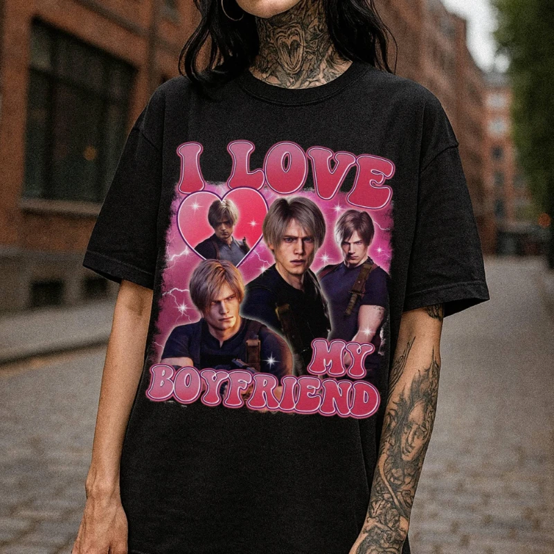 Camisa vintage Resident Evil 4 Leon Scott Kennedy, camiseta I Love My Boyfriends Kennedy, camiseta vintage de videojuego Resident Evil