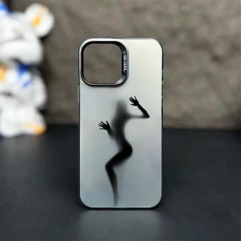 

INS Sexy Lady Phone Case for Sansung Galaxy S23 S22 S21 Note 20 Ultra A72 A71 A53 Black Phantom Electroplated Keys Phone Cover