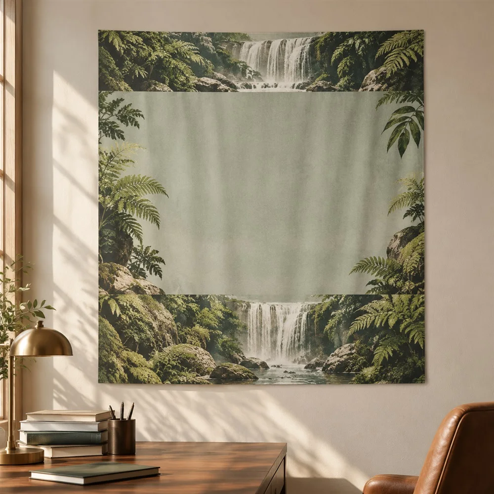 VIKAMA Rainforest Waterfall Tapestry Wall Hanging, Tropical Nature Wall Decor Tapestries for Living Room Bedroom Bathroom Study