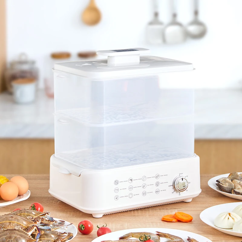 Melhor preço Panela elétrica a vapor para alimentos, potência automática, plástico, 2 camadas, fogão a vapor elétrico