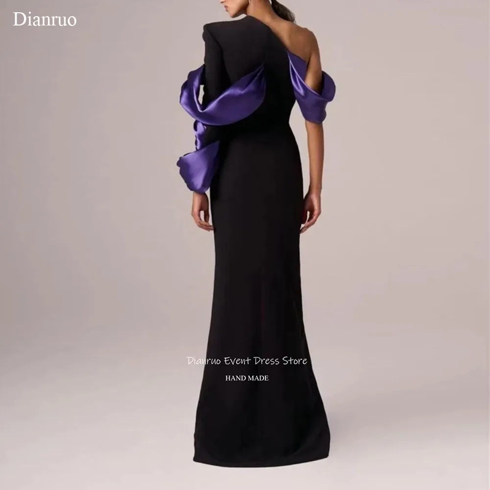 Dianruo Mermaid High Slit Saudi Evening Dress One Shoulder Abendkleider Dubai Asymmetric Sleeve فساتين سهرة Customized