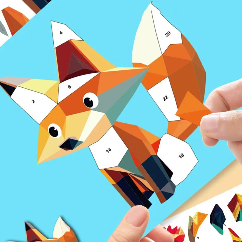 

Paper 3D Geometric Sticker Books Educational Toys Handmade DIY Paste Material Kit Montessori Cartoon Animals Sticker Book