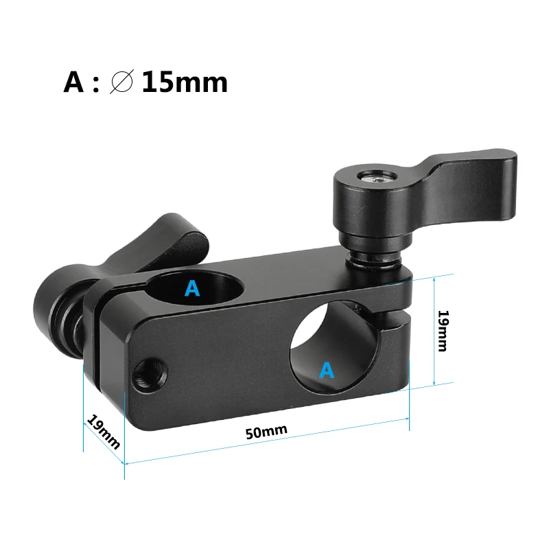 CAMVATE 90-Degree 15mm Rod Clamp Adapter With Adjustable Thumbscrews For DSLR Camera Rig 15mm Rods Rail System Shoulder Mount