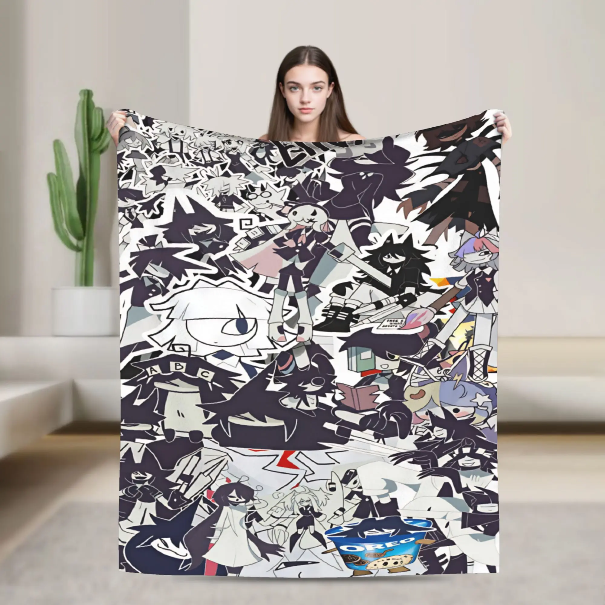 Fundamental Paper Education Anime Blanket Super Soft Fashion Plush Throw Blanket For Bedroom Office Flannel Bedspread Bed Cover