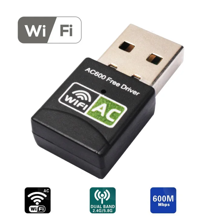 EATPOW-adaptador Wifi USB, receptor de controlador gratuito AC 600Mbps 802.11n, adaptador Ethernet, Wifi, tarjeta Wifi de doble banda para ordenador portátil