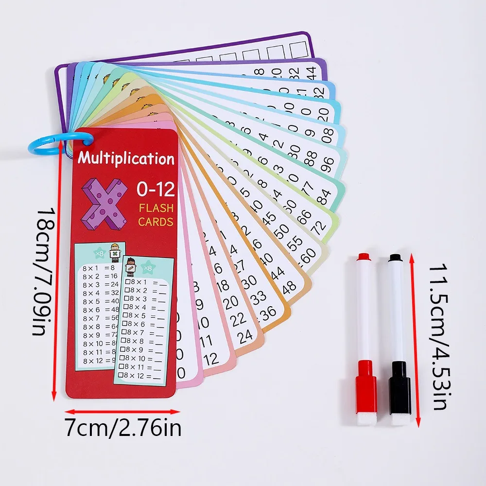 Flash Cards 14 Math Number Cards Multiplication Can Be Erasable Using Math Learning Cards Puzzle Teaching Toys
