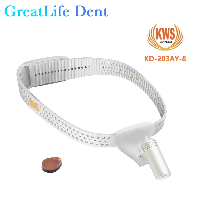 GreatLife Dent KWS KD-203AY-8 Portable Lightweight Headlight Lamp Integrated Filter Headlight Dental Surgical Medical Exam LED3W