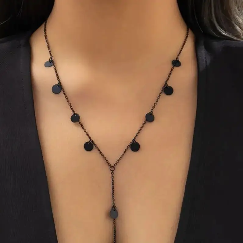 Lacteo Trendy Schwarz Stern Quaste Lange Halskette Sexy Brust Kette Halsband für Frauen Schmuck Auf Den Hals Schlüsselbein Party Geschenke Punk