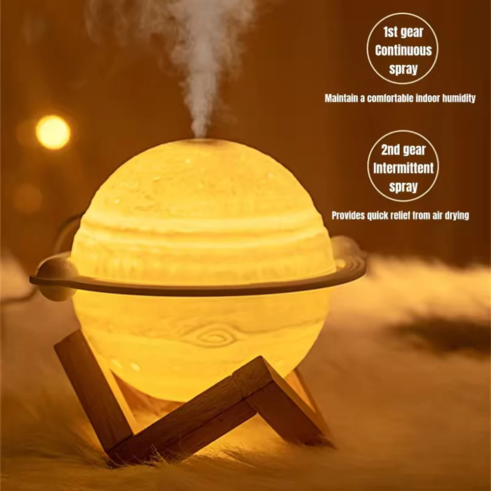 200ML Mini Humidifier Moon Lamp Desktop Humidifier with LED Night Light 2 Gear Intermittent Spray USB Charging Mist Humidifier