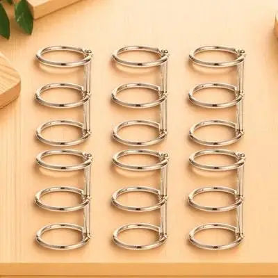 6Pcs Alloy Book Rings Smooth Portable Binder Circle for Three-Hole Notepad DIY Paper Ring