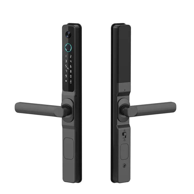 Smart Fingerprint Door Lock for Aluminum Alloy Doors Electronic Handle with Keys for Home Use Silver Black Thermal Break Lock