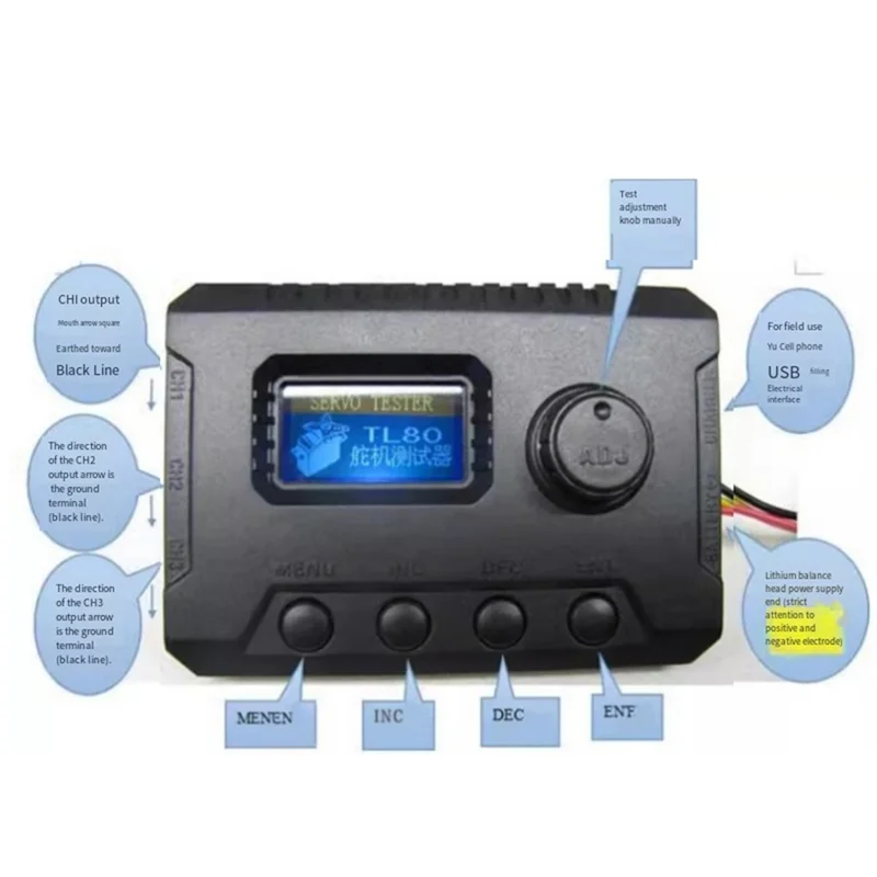 AC57-TL80 RC Servo Tester Multi-Function Programmable Digital Steering Gear Performance For RC Robot Helicopter Car Servo