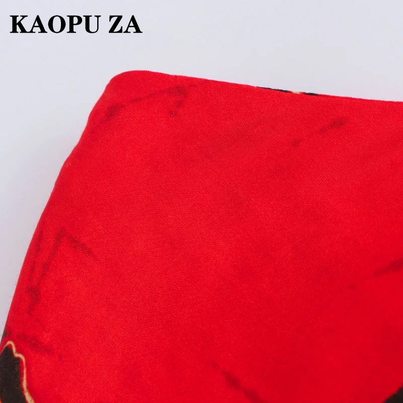 KAOPU-Falda Midi plisada de satén para mujer, falda larga de cintura alta con estampado elegante, ropa de fiesta a la moda drapeada, novedad de