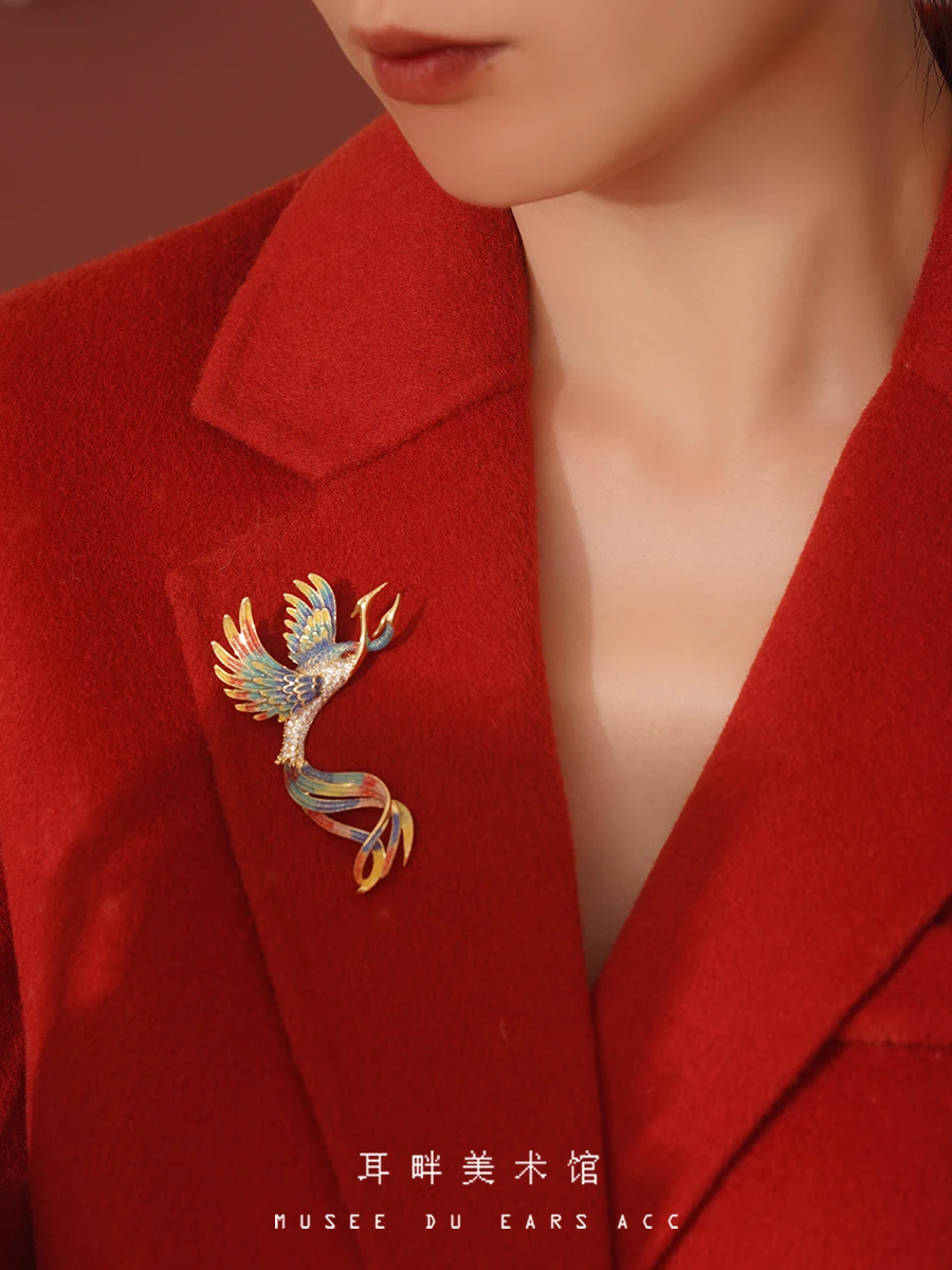 Illusionary Phoenix Double Flying Swallows Exquisite brooch Light Luxury Chinese Style Hanfu Qipao Accessories