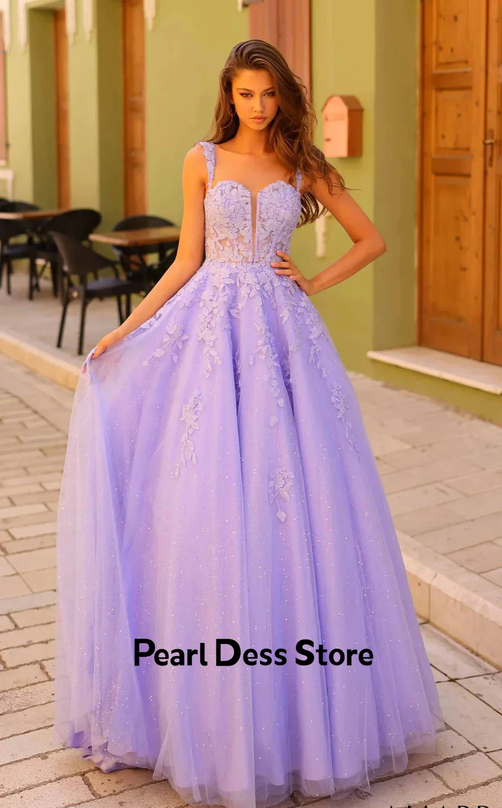 

Sparkling Embroidered Tulle Ball Dress 2024 Purple A-line Evening Dress Wedding Party Dress Vestidos De Fiesta