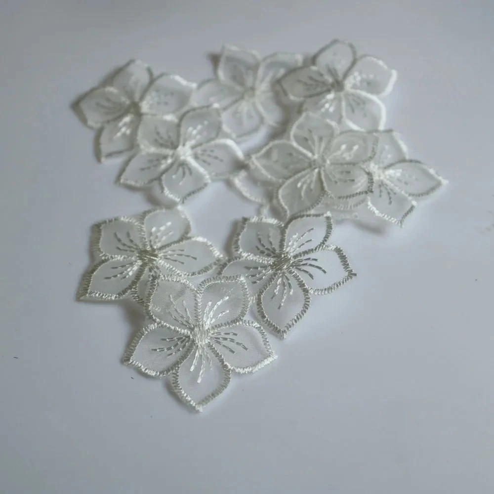 10Pcs/bag Mini Organza Flower Embroidery Patches Fabric Dress Bags Headwear Decorative Lace Stickers DIY Sewing Repair view 5