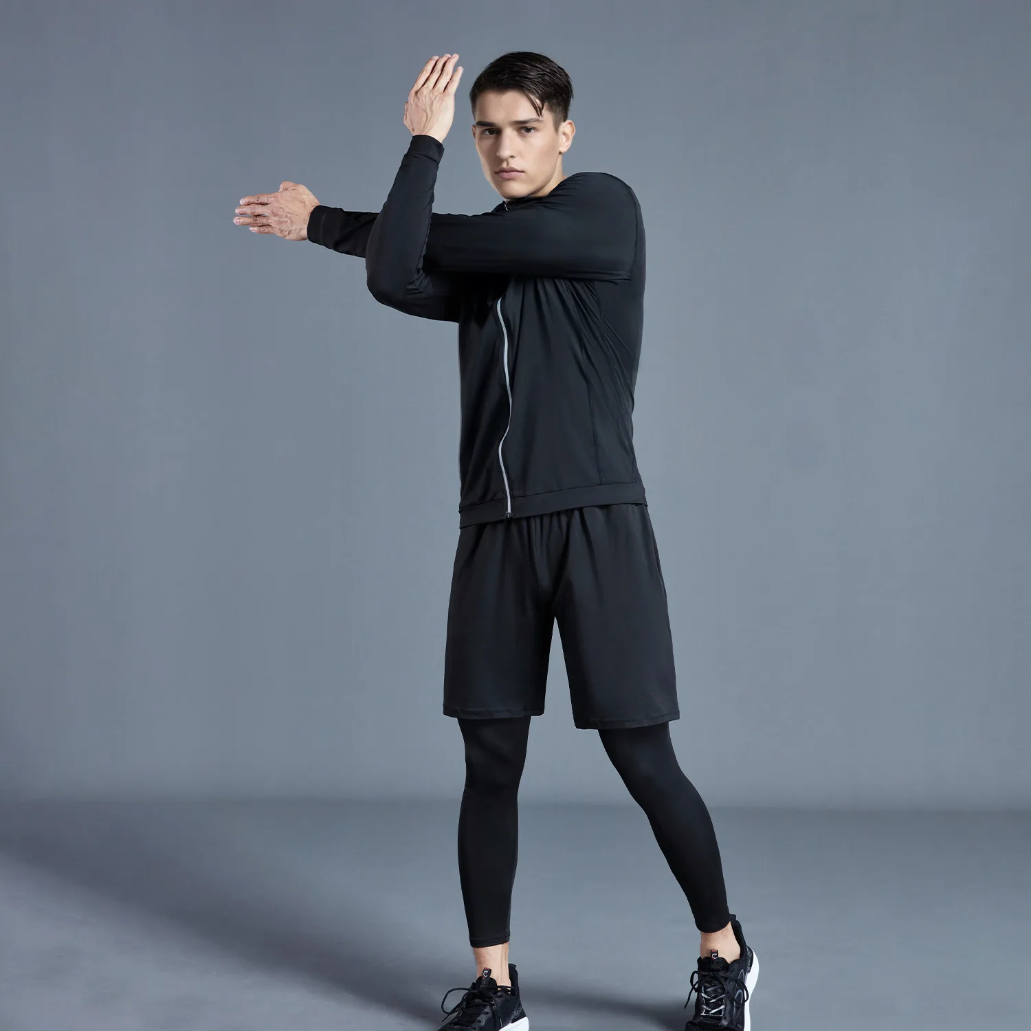 Men's Sports Suit Five-Piece Fitness Outdoor Running Compression Training Outfit