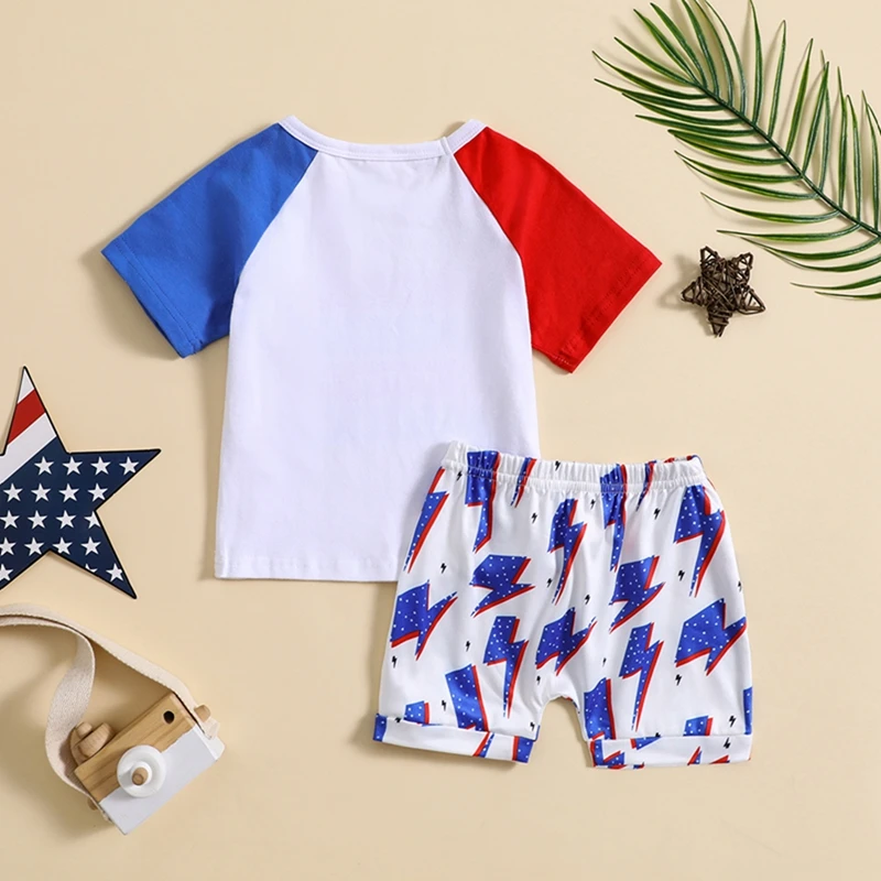 

Independence Day Baby Boys Clothing Set American Flag Print Short Sleeve T-Shirt and Stars Striped Shorts 2Pcs Outfit Set