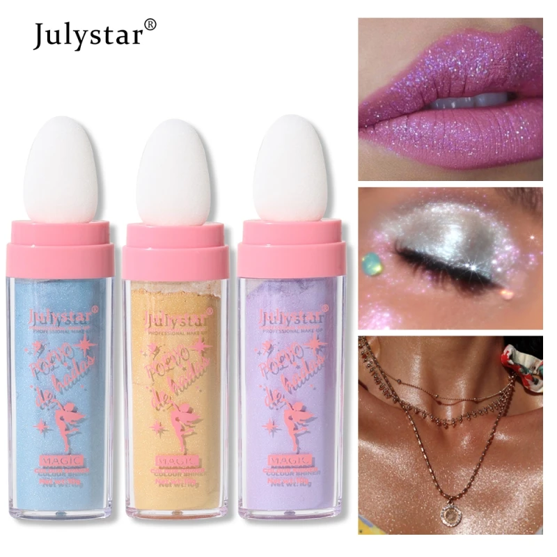 Highlighter Powder Patting Powder Glitter Shimmer Contour Blush Powder for Girl Face Body Repairing Cosmetics Makeup