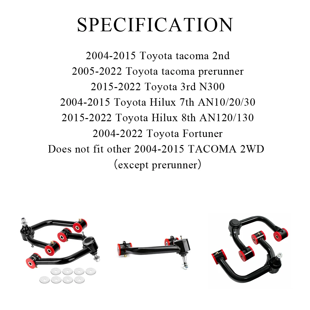 Front Upper Control Arms for 2005-2022   Tacoma Hilux Fortuner Steel Control Arm for 2-4'' Lift Kit