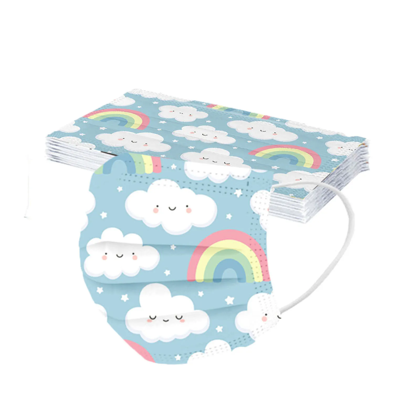 أقنعة مطبوعة يمكن التخلص منها 50 قطعة أقنعة أطفال مطبوعة بألوان قوس قزح مختلطة كارتونية لطيفة شخصية إبداعية محمولة يوميًا #5