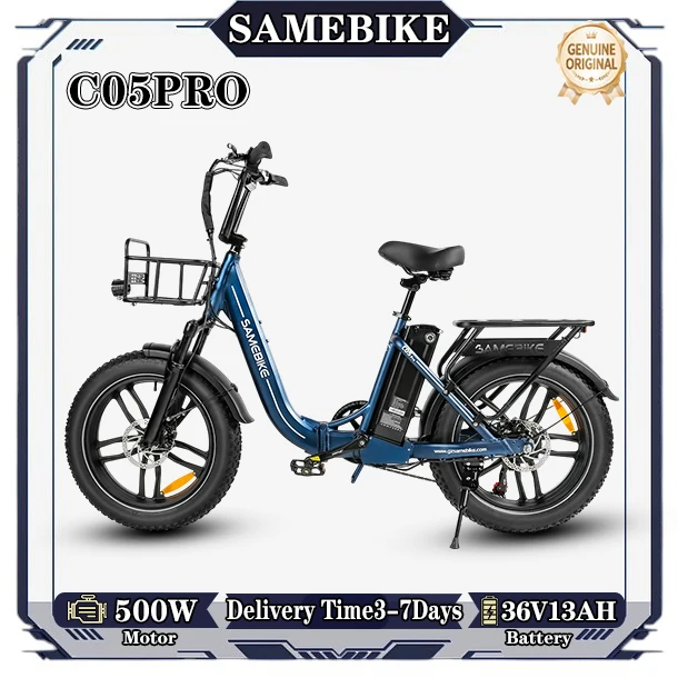 SAMEBIKE C05PRO Opvouwbare Elektrische Fiets 500W Motor 36V13AH Verwijderbare Batterij 20*4.0 inch All-Terrain Vetbanden Volwassen E-bike