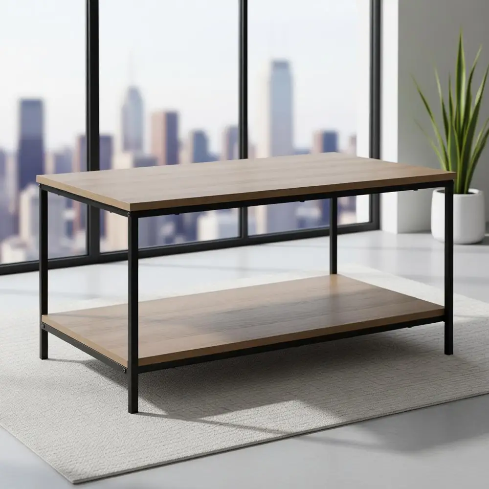 

Угловой журнальный столик с нижней полкой, центральный стол для гостиной, деревянный, ширина 19,9 дюйма x 31,5 дюйма Ш x 16,5 дюйма В