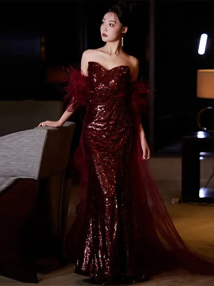 ชุดราตรีเจ้าสาวแบบไหล่เดียว ยาวถึงพื้น ทรงเข้ารูป สำหรับงานแต่งงาน งานเลี้ยงฉลองวันเกิด หรืองานเลี้ยงอาหารค่ำ