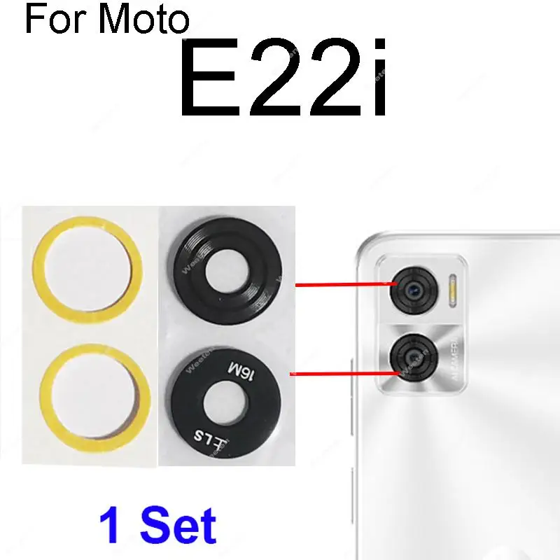 Lente da câmera traseira de vidro para motorola moto e20 e22 e22i e30 e32 e32s e40 lente da câmera traseira com peças adesivas