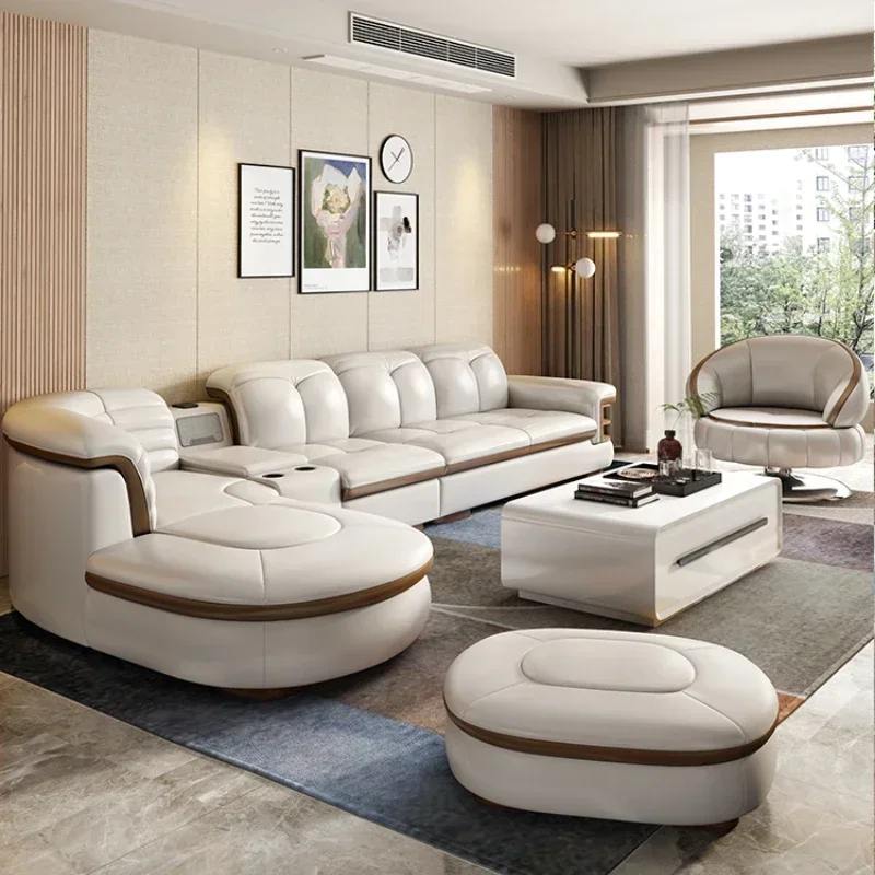 Relaxing Designer Modern Sofa Fancy Genuine Leather Reclining Corner Sofa Sectional Luxury Canape Salon De Luxe Home Furniture