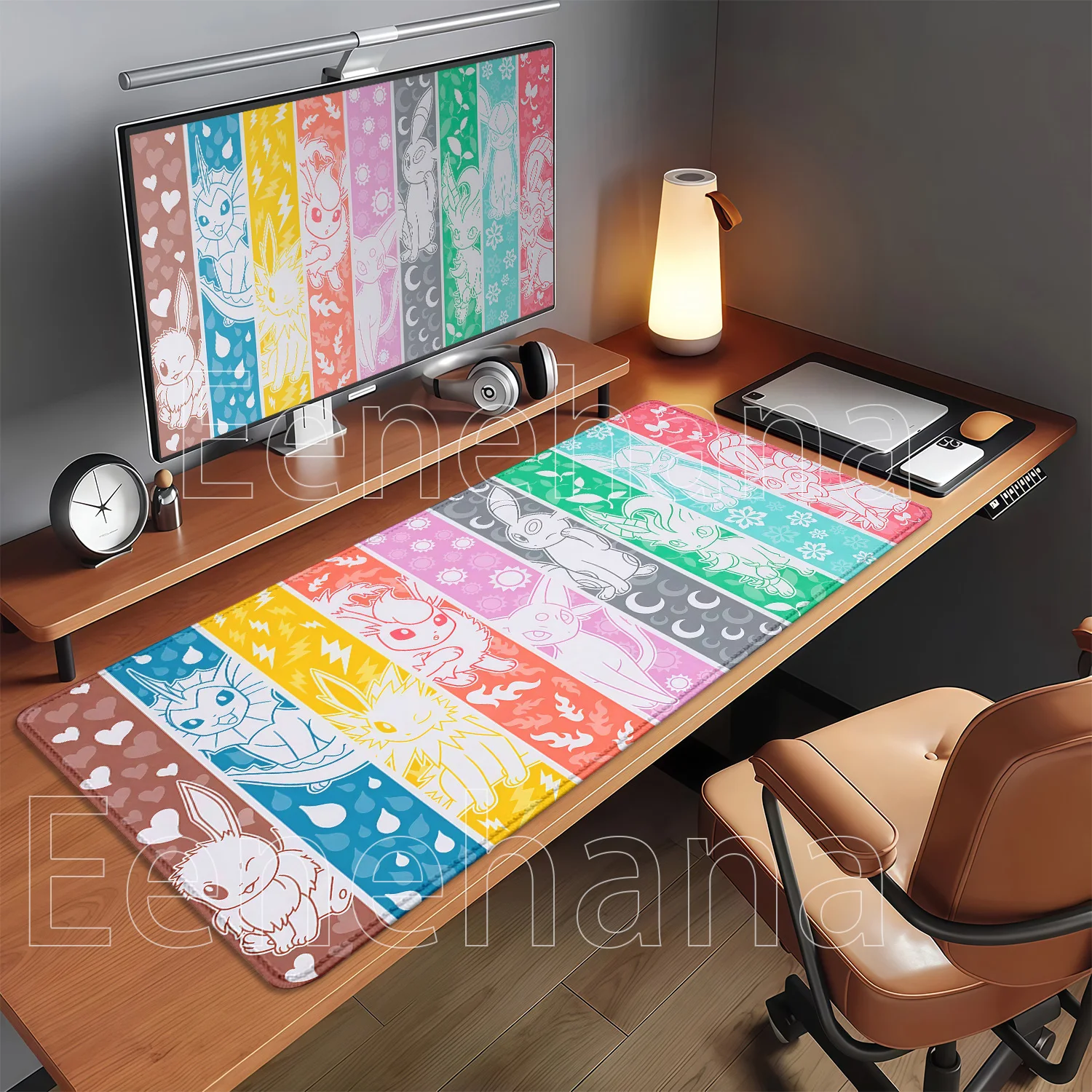 Larger Pokemon Eevee Gaming Mouse Pad Kawaii Speed Keyboard Overlock Anime Mousepad PC Offices Accessories HD Printing Desk Mat