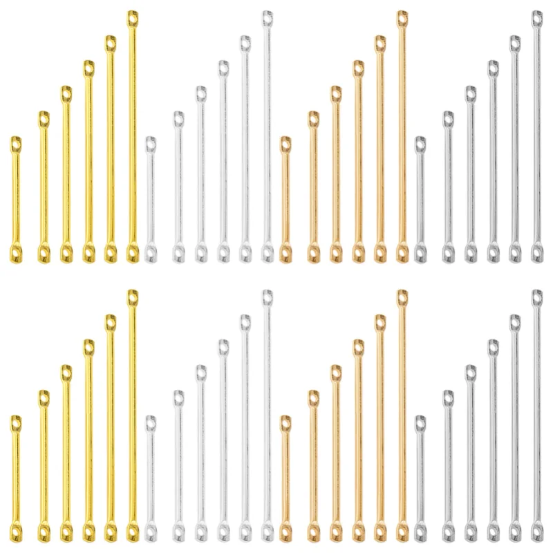 

50pcs Links for Jewelry Making Connector Bar Link Earring Connectors 2-Hole Stick Strip Beads Necklace Bracelet Connectors