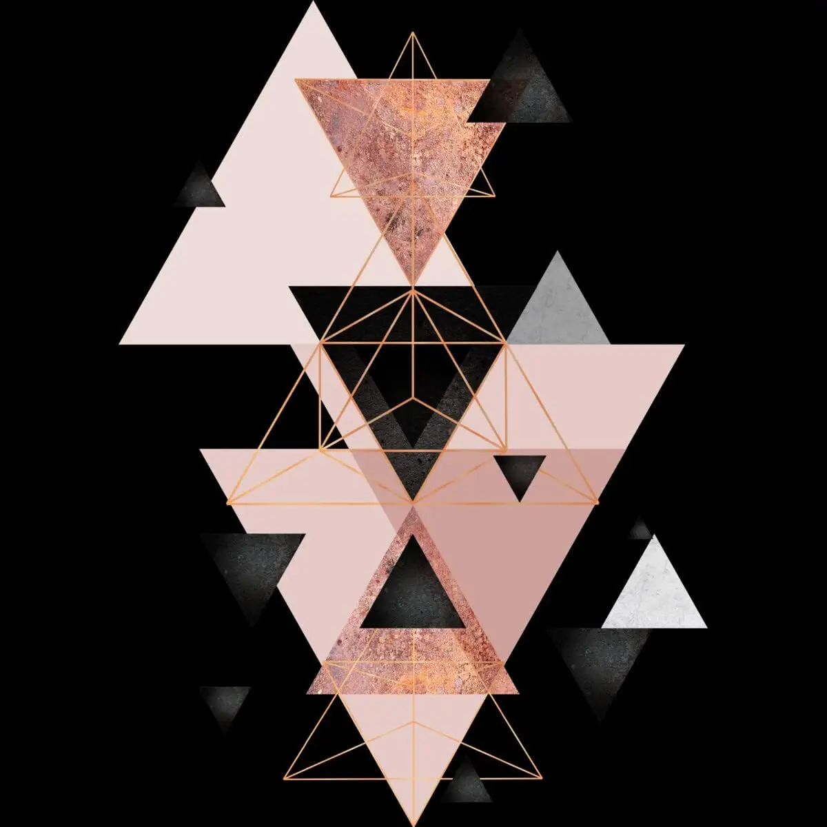 Design By Humans Men's Geometric Triangles in Blush and Rose Gold by jaggedhues T-Shirt - -