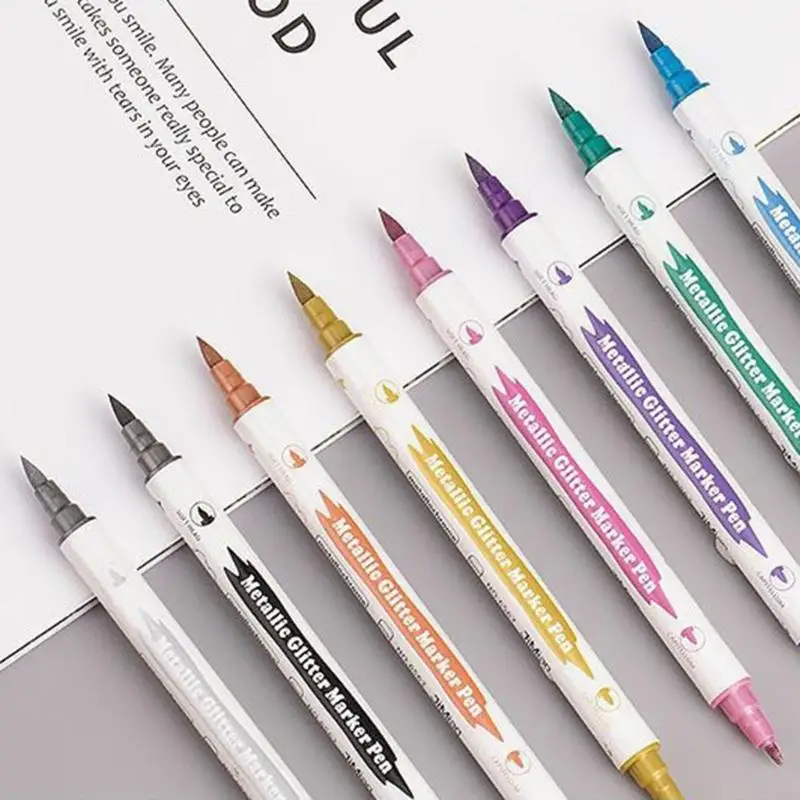 G8TA 10 màu kim loại long lanh bút đánh dấu bút/nib tròn nhanh khô lâu dài