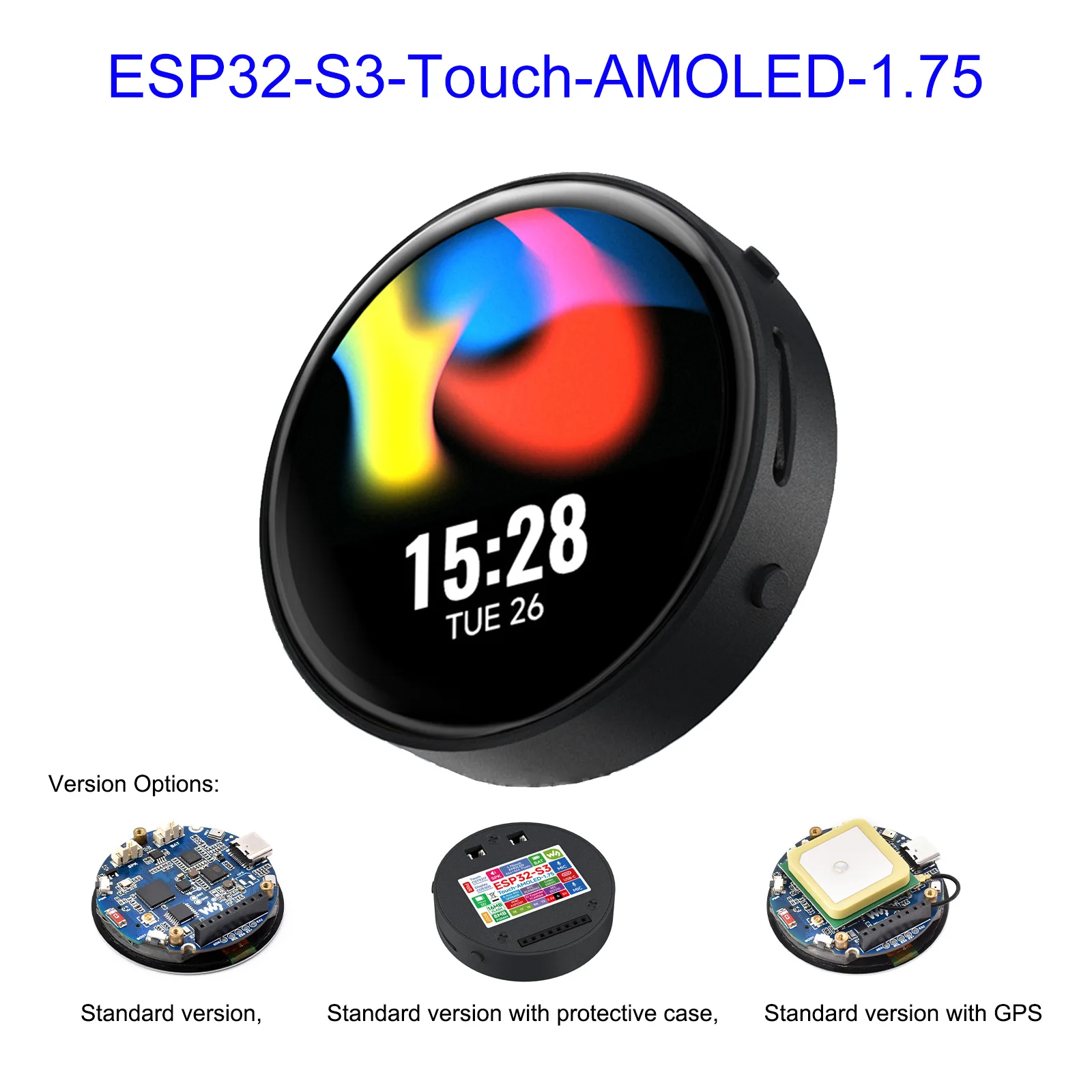 

ESP32-S3 1.75 inch AMOLED Round Touch Display Development Board with Protective Case,Speaker,GPS GNSS Ceramic Antenna,466x466
