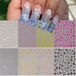 4/5/6/8pcs Hibiscus Flower Nail Stickers 3D White/Black/Gold/Silver Hibiscus Petal Nail Decals 8*10cm Self-Adhesive Hibiscus Sli