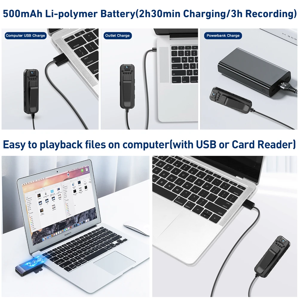 Kamera Mini Wifi HD 1080P Klip Belakang Genggam Perekam Video Tubuh Kamera Keamanan Kamera Olahraga DV DVR Camcorder Pengawasan Video