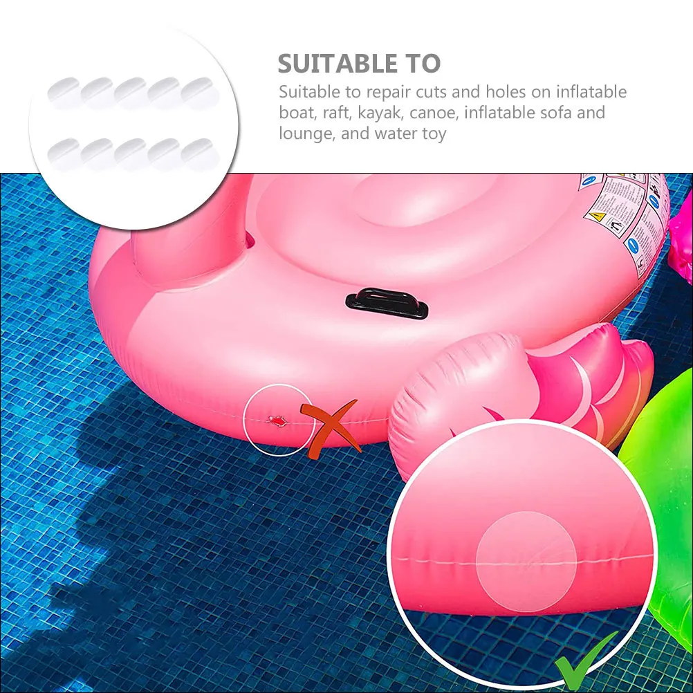 10 قطعة رقعة إصلاح PVC قابلة للنفخ ملصقات قوية متعددة الاستخدامات للقوارب والزوارق والزوارق والأريكة والصالات رقعة إصلاح