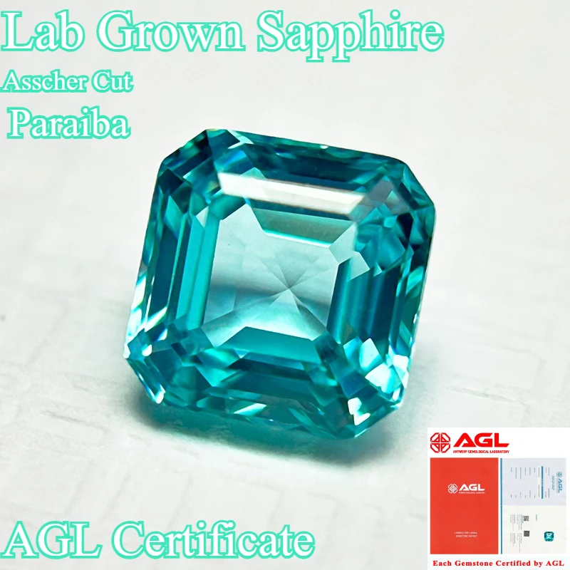 

Лидер продаж, выращенный в лаборатории сапфир Asscher Cut Paraiba, несколько размеров, высокое качество для изготовления ювелирных изделий своими руками, выборный сертификат AGL