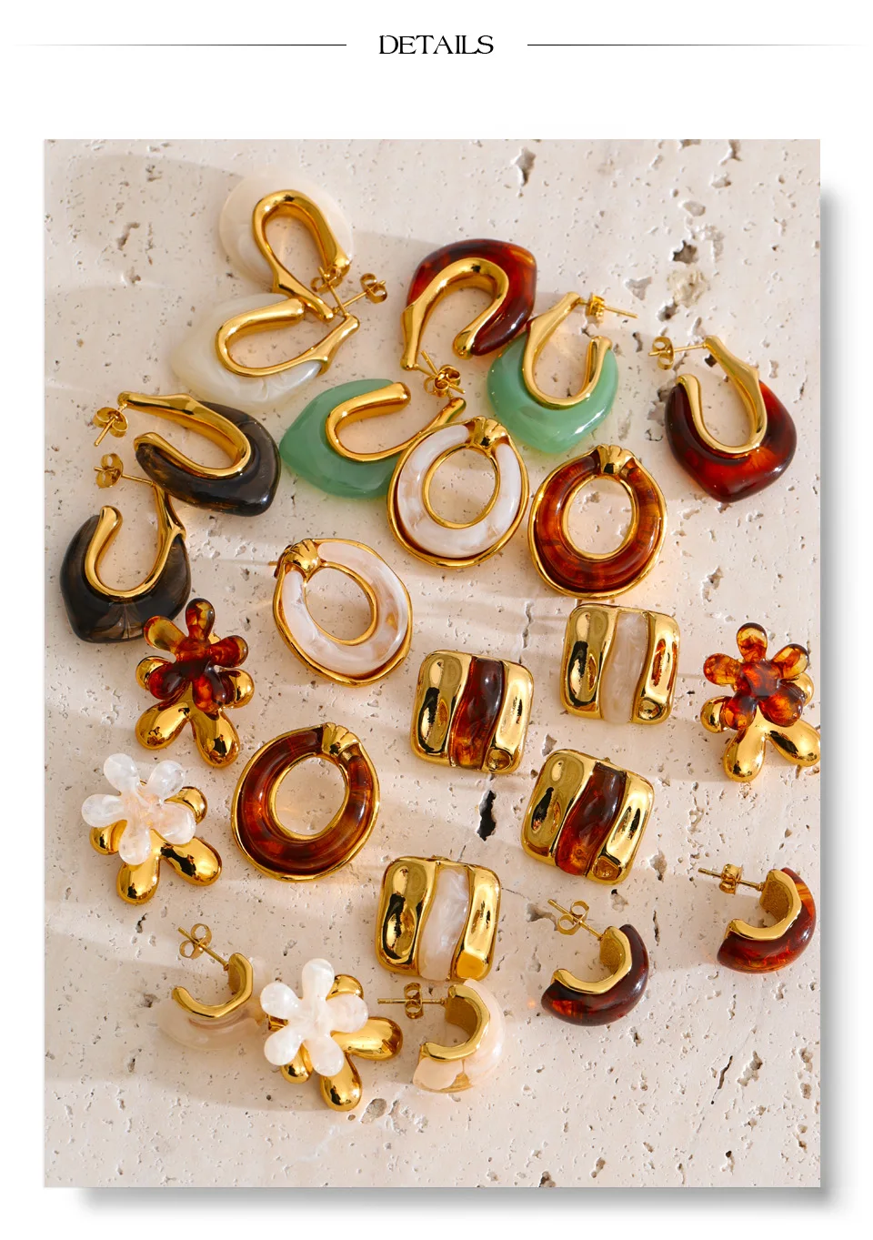 Yhpup New Arrivals Multi-Color Resin Round Square Geometric Earrings for Women Autumn Winter Style Daily Wear Fashion Jewelry