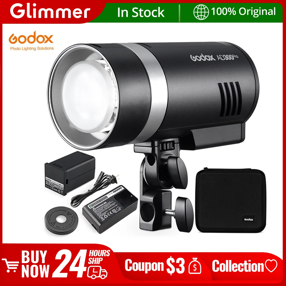 Godox AD300Pro Outdoor Flash Light 300Ws TTL 2.4G 1/8000 HSS with Battery for Canon Nikon Sony Fuji Olympus Pentax