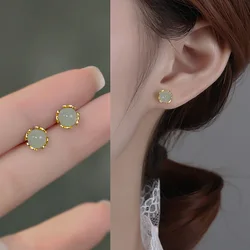 Super Mini Round Stud Earrings for Women Green Acrylic Bead Earrings Simple Cute Sweet Trendy Girls Jewelry