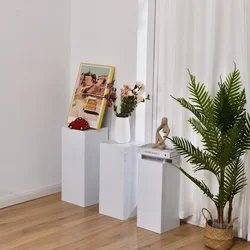 3 Pcs Metal Pedestal Stand for Party White Display Pedestal Wedding  Party Display  Cake Stand Cube Decorative Pedestal