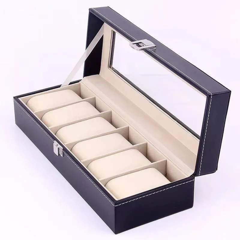 DELESYS 2/3/4/5/6/8/10/12 Slots PU Leather Watch Box Traditional Style Watch Storage Box Gift Watch Case With Lock