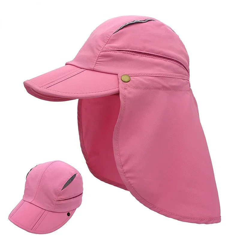 Men's Women Summer Sun Visor Hat  Quick Dry Breathable  Protection Wide Brim Fishing Sun Cap with Removable Neck Flap