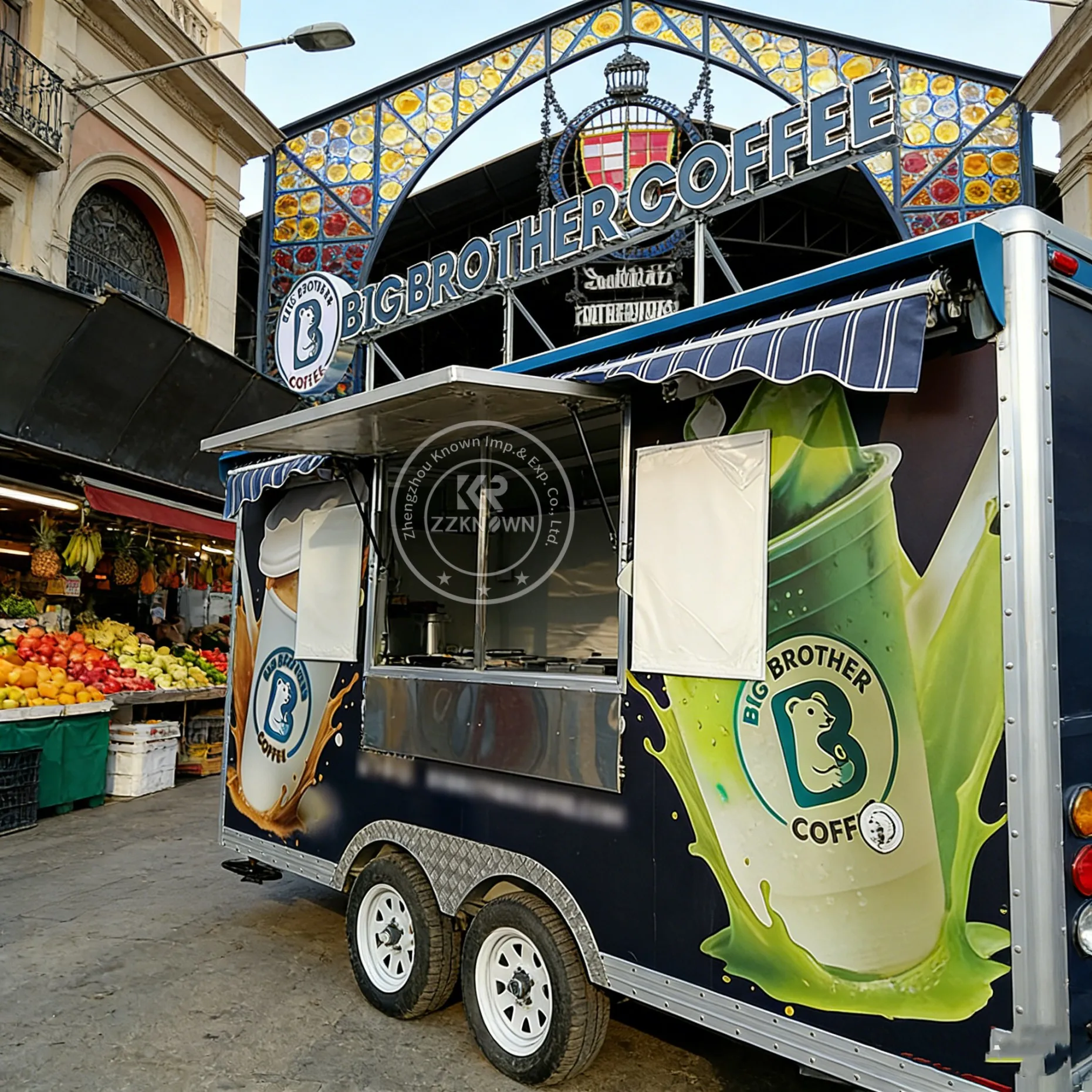 

Custom Size Snack Pizza Bakery Food Truck Food Trailers Fully Equipped Outdoor Mobile Food Catering Trailer BBQ Food Cart